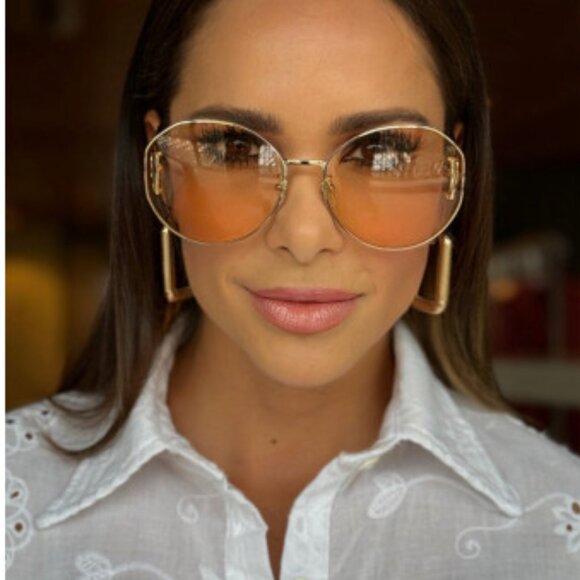 🕶️ New Gucci GG1206SA 004 Sunglasses - Gold Frame, Pink Lenses - Picture 4 of 12